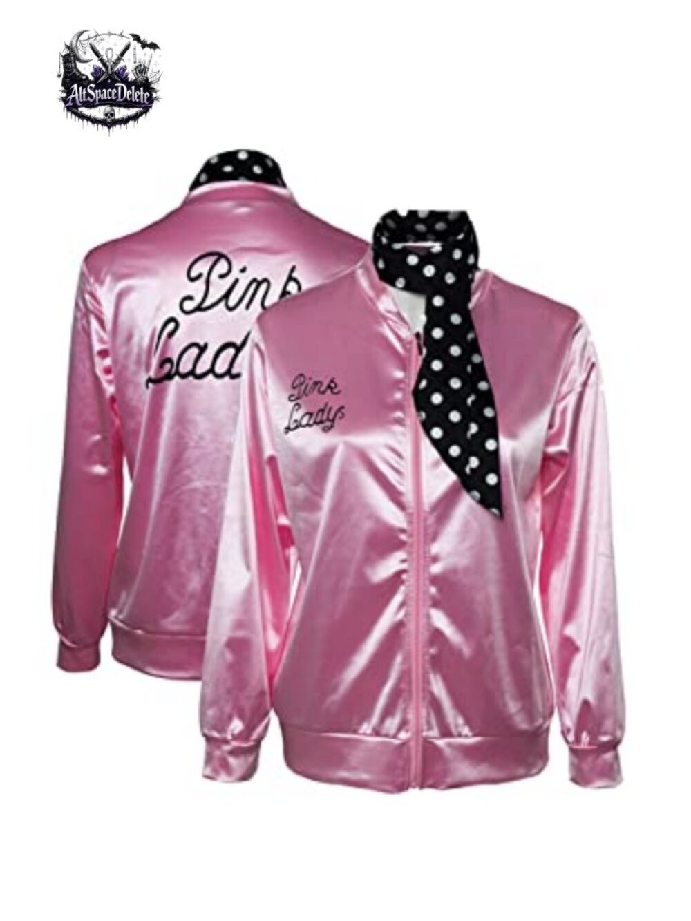 Satin Jacket and Neck Scarf 1950s Halloween Cosplay Costume Set